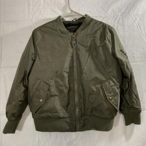 Yoki Jacket Boys 14-16 Green Bomber Faux Fur Lined Zip Pockets Warm Winter